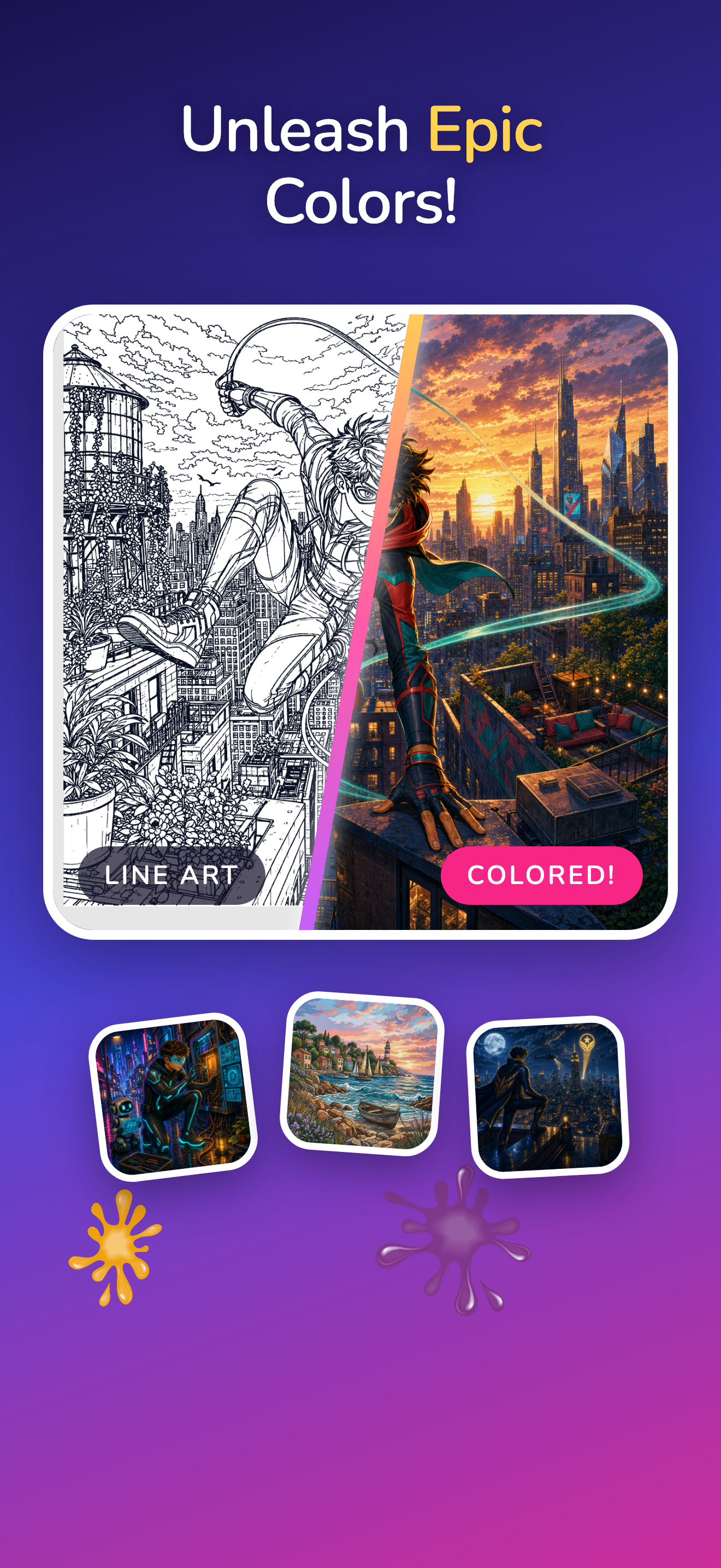 ColorFun artwork from line art to finished color